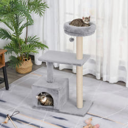 Pawhut Cat Tree for Indoor Cats Kitten Tower W/ Scratching Posts Bed House Grey