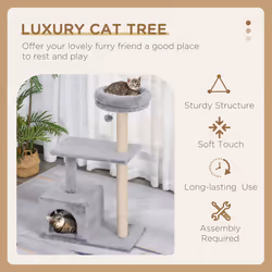 Pawhut Cat Tree for Indoor Cats Kitten Tower W/ Scratching Posts Bed House Grey