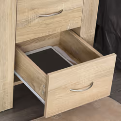 HOMCOM 2 Drawer Boxy Bedside Table w/ Handles Elevated Base Oak Brown - Additional view 5
