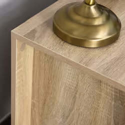 HOMCOM 2 Drawer Boxy Bedside Table w/ Handles Elevated Base Oak Brown - Additional view 7