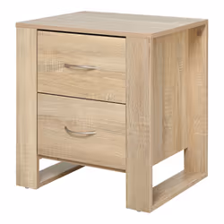 HOMCOM 2 Drawer Boxy Bedside Table w/ Handles Elevated Base Oak Brown - Additional view 8