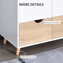 HOMCOM 2-Door Clothes Wardrobe w/ Rail Shelf 2 Storage Drawers Wood Feet White - Additional view 10