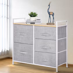 HOMCOM 5 Drawer Linen Basket Storage Unit Home Organisation w/ Shelf Handles