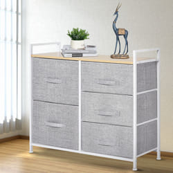HOMCOM 5 Drawer Linen Basket Storage Unit Home Organisation w/ Shelf Handles