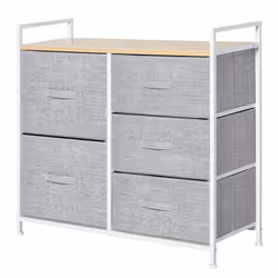 HOMCOM 5 Drawer Linen Basket Storage Unit Home Organisation w/ Shelf Handles - Additional view 8