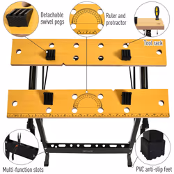 DURHAND 4-in-1 Work Bench Adjustable Saw Horse Clamp Table Foldable Black - Additional view 4