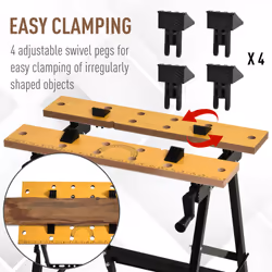 DURHAND 4-in-1 Work Bench Adjustable Saw Horse Clamp Table Foldable Black - Additional view 5