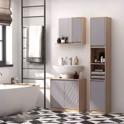 HOMCOM 60x60cm Under-Sink Storage Cabinet w/ Adjustable Shelf 2 Doors Cabinet