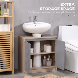 HOMCOM 60x60cm Under-Sink Storage Cabinet w/ Adjustable Shelf 2 Doors Cabinet