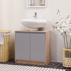 HOMCOM 60x60cm Under-Sink Storage Cabinet w/ Adjustable Shelf 2 Doors Cabinet