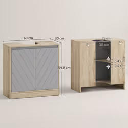HOMCOM 60x60cm Under-Sink Storage Cabinet w/ Adjustable Shelf 2 Doors Cabinet - Additional view 7