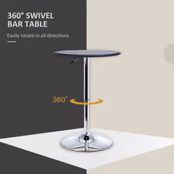 HOMCOM 93cm Adjustable Round Bar Table w/ PVC Leather Steel Base Bistro Black