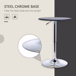 HOMCOM 93cm Adjustable Round Bar Table w/ PVC Leather Steel Base Bistro Black