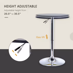 HOMCOM 93cm Adjustable Round Bar Table w/ PVC Leather Steel Base Bistro Black - Additional view 4