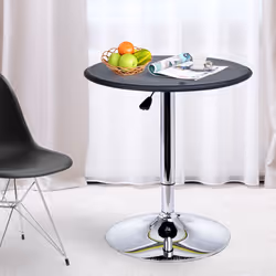 HOMCOM 93cm Adjustable Round Bar Table w/ PVC Leather Steel Base Bistro Black - Additional view 5