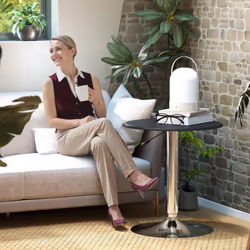 HOMCOM 93cm Adjustable Round Bar Table w/ PVC Leather Steel Base Bistro Black - Additional view 7