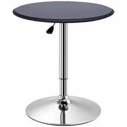 HOMCOM 93cm Adjustable Round Bar Table w/ PVC Leather Steel Base Bistro Black - Additional view 8