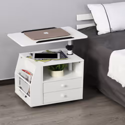 HOMCOM End Table Nightstand 360 Adjustable Height and Angle P2 Particle Board