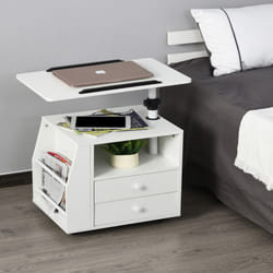 HOMCOM End Table Nightstand 360 Adjustable Height and Angle P2 Particle Board