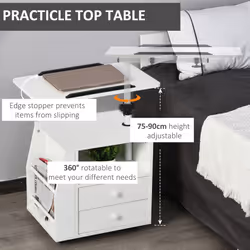 HOMCOM End Table Nightstand 360 Adjustable Height and Angle P2 Particle Board