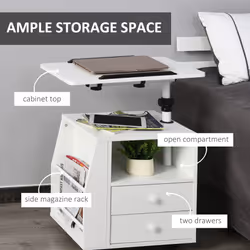 HOMCOM End Table Nightstand 360 Adjustable Height and Angle P2 Particle Board