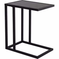 HOMCOM C Shape Side Table Marble-Effect Top Metal Frame Space-Saving