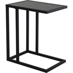 HOMCOM C Shape Side Table Marble-Effect Top Metal Frame Space-Saving