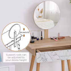 HOMCOM Wooden Compact Dressing Table w/ Drawer Mirror 4 Legs Table Top Bedroom - Additional view 11