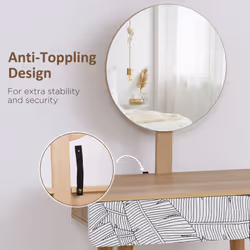 HOMCOM Wooden Compact Dressing Table w/ Drawer Mirror 4 Legs Table Top Bedroom - Additional view 5