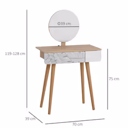 HOMCOM Wooden Compact Dressing Table w/ Drawer Mirror 4 Legs Table Top Bedroom - Additional view 9