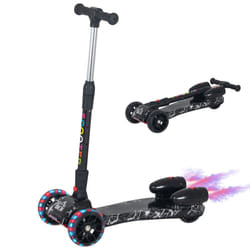 HOMCOM Child 3-Wheel Scooter Light Music Water Spray Rechargeable 3-6 Yrs Black