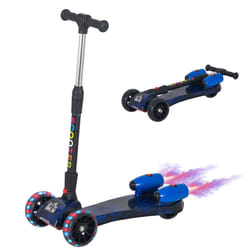 HOMCOM Child 3-Wheel Scooter Light Music Water Spray Rechargeable 3-6 Yrs Blue