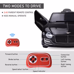 HOMCOM Electric Ride-on Car w/ LED Lights Music Parental Remote Control Black - Additional view 4
