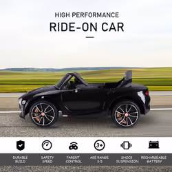 HOMCOM Electric Ride-on Car w/ LED Lights Music Parental Remote Control Black - Additional view 6