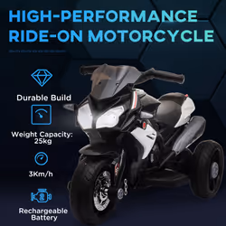 HOMCOM Kids Electric Motorcycle Ride-On Toy 6V Battery Music Horn Lights Black - Additional view 4