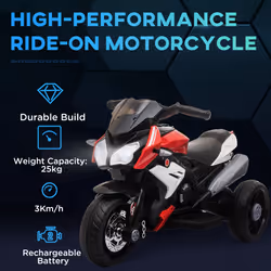 HOMCOM Kids Electric Motorcycle Ride On Toy, 6V Battery, Music, Horn, Lights