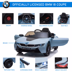 HOMCOM Licensed BMW I8 Coupe Kids Ride-On Car 6V w/ Remote Lights Horn Music