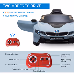 HOMCOM Licensed BMW I8 Coupe Kids Ride-On Car 6V w/ Remote Lights Horn Music