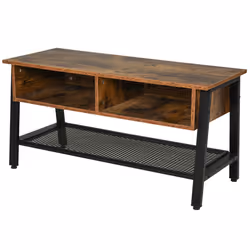 HOMCOM 45'' TV Media Stand Storage 3 Shelves Cable Holes Metal Frame