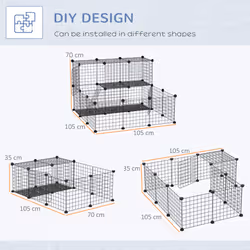 PawHut 30 Pcs DIY Expandable Pet Cage Steel Bars w/ Doors Trays Plastic Corners