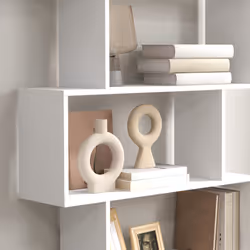 HOMCOM 6-Tier Wooden Modern S-Shaped Shelf Storage Unit Home Office White - Additional view 6