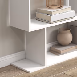 HOMCOM 6-Tier Wooden Modern S-Shaped Shelf Storage Unit Home Office White - Additional view 7