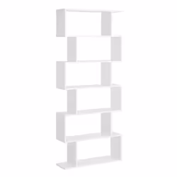 HOMCOM 6-Tier Wooden Modern S-Shaped Shelf Storage Unit Home Office White - Additional view 8