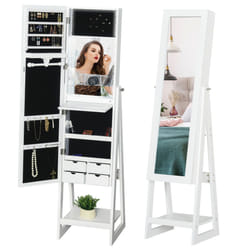 HOMCOM Freestanding Jewellery Storage Armoire w/ 2 Mirrors Drawers Hooks Lights