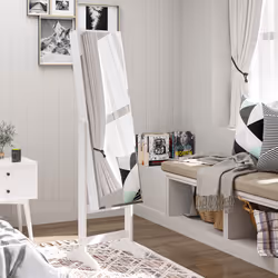 HOMCOM Lockable Jewellery Storage Mirror Armoire Freestanding Adjustable White