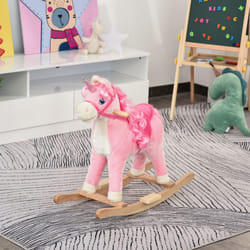 HOMCOM Kids Rocking Unicorn Ride-On Horse Moving Mouth Tail Sounds 36-72 Mnths