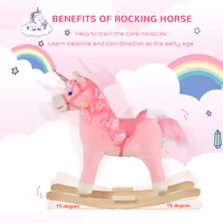 HOMCOM Kids Rocking Unicorn Ride-On Horse Moving Mouth Tail Sounds 36-72 Mnths - Additional view 4