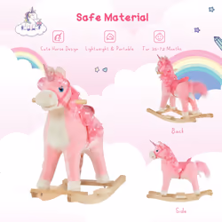HOMCOM Kids Rocking Unicorn Ride-On Horse Moving Mouth Tail Sounds 36-72 Mnths - Additional view 5
