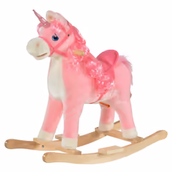 HOMCOM Kids Rocking Unicorn Ride-On Horse Moving Mouth Tail Sounds 36-72 Mnths - Additional view 8
