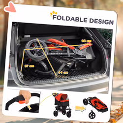 PawHut Folding 3 Wheel Pet Stroller Travel Adjustable Canopy Storage Brake Red